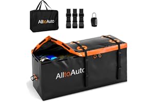 30 CuFt Waterproof Cargo Bag for Hitch Carrier with Straps, Lock, Carry Bag | 60"x24"x36" 600D Heavy Duty PVC with Heat-Welded Seams & 3-Sides Zipper Fits Similar Size Hitch Carrier