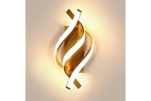 Comely Aplique Pared Interior LED, Dorado 22W 2500LM Lámpara de Pared Moderna, Blanco Cálido 3000k Lamparas de Aluminio para Dormitorio, Estudio, Comedor, Pasillo