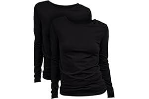 Basic Treasure 2/3er Pack Tshirt Damen, Kurzärmliges Damen Shirt oder Langarmshirts für Frauen, 100% Baumwolle T Shirt