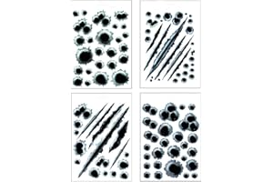 REQAG Zestaw naklejek z otworami do wrzucania i 4 arkusze naklejek na samochód, naklejki samochodowe 3D, otwory po wrzutach, folia winylowa, znak, ukryta naklejka na skuter, motorower, kask motocyklowy, notebook, laptop