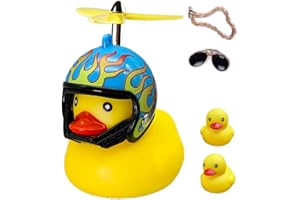 ACEDOAMARE Duck Bike Bell, Cute Rubber Yellow Duck Bicycle Accessories with LED Light Propeller Helmet Squeeze Horns for Cycling Motorcycle Car Handlebar Bicycle