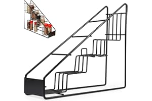 ​UPKOCH Coffee Syrup Organiser Rack, 4-Tier Stainless Steel Kitchen Storage Stand for Coffee Bar, Countertop Display Organizer for Wine, Dressing Bottles - Black (39 x 33 x 10cm)