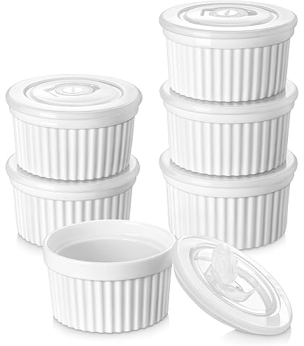 Lot De 8 Ramequins En Porcelaine – 236,8 G (8 Oz), Allant Au Four – Pour Crèmes Brûlées, Soufflés, Gratins