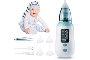Nasensauger, bubbacare USB Nasensauger mit 3 Saugstufen, Ohrenschmalz-Entferner mit 4 wiederverwendbaren Rotz-Saugdüsen für Kleinkinder und Kleinkinder