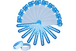 SwirlColor Id Wrist Band Adults, 100 Pack Disposable Event Wristbands PVC Teens Safety ID Bracelet (Adults, Blue)
