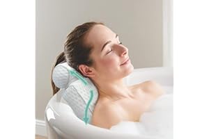 SCULIFYVITA Cuscino vasca da bagno di alta qualità con supporto per il collo -Solida connessione assorbente e pratici ganci per un montaggio stabile - Accessori da bagno (Bianco piazza)