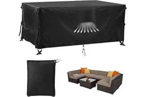 CLUHERTVY Funda para muebles de terraza, Tela Oxford 420D, impermeable, resistente a la intemperie, resistente a los rayos UV, resistente a la luz, con cierre de velcro ajustable (250 x 210 x 90 cm)