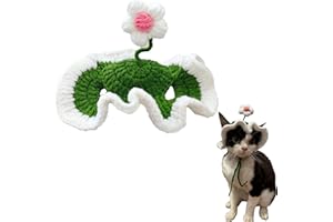 Hjvvr Cat Hat,Flower Hand Made Bunny Rabbit Dog Hat,Knitted Kitty Green Cap for Birthday Christmas Halloween Party