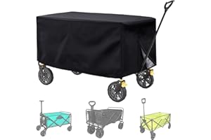 MICBLACO Folding Garden Trolley Cover, 600D Heavy-Duty Oxford, Folding Waggon Cover, Push Pull Folding Wagons Cart Cover, Festival Trolley Cover, Pull Along on Wheels Cover - Only Cover, 97 * 56 * 51cm, black
