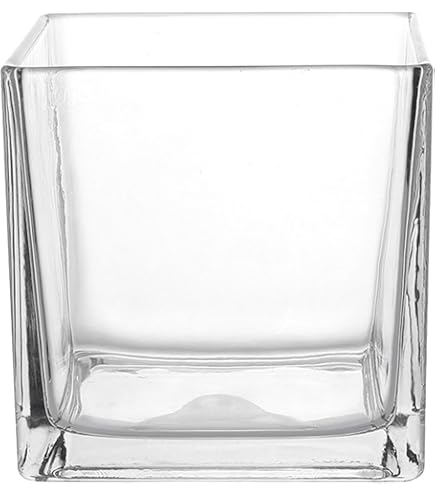 Vaso Cubo INNA-Glas Sean In Vetro Trasparente – 12x12x12 Cm, Per Fiori E Piante Decorative