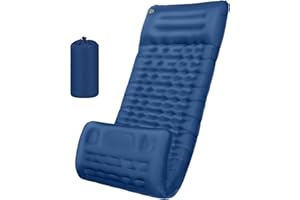 Howala Self Inflating Camping Mat Ultralight Connectable Sleeping Mat with Built-in Foot Pump Thickness Inflatable Camping Mattress Camping Air Bed Pad+Pillow for Hiking, Llight Navy Blue