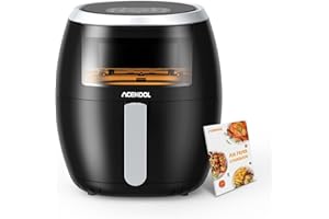 Acekool Friggitrice ad Aria, Air Fryer 8L, Capacità XL con 8 Persone, 1800W Multifunzionale Friggitrice Senza Olio, 8 Programmi, Schermo Digitale LED, Temperatura da 80-200°C, Contiene Ricette