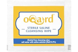Oqard First Aid Sterile Saline Wet Wipes - Alcohol Free for Wound Cleansing & Cleaning (20)