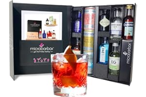 MicroBarBox Gin Cocktail Gift Set in a Premium Luxury Gift Box | Features: Negroni, Classic G&T, Rhubarb Gin Fizz, Elderflower Collins | 40th Birthday Gifts for Women