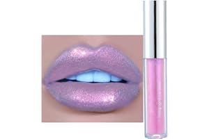 GEEWHILE Lip Gloss Metallic Lipstick Glitter Lipgloss Non-Stick Cup Lip Gloss Long-Lasting Lip Gloss, Shiny Liquid Lipstick for Shiny And Sparkle (#03)