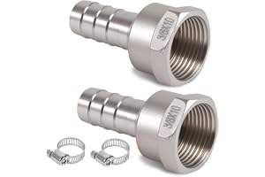 2 st slangkoppling i rostfritt stål, 10 mm motkrok till 3/8 tum IG-slanganslutning, 10 mm Barb x G3/8 innergänga slanganslutn