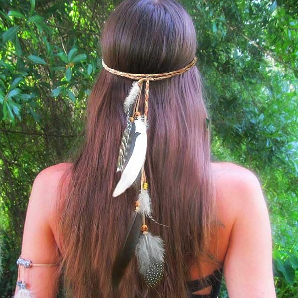 ZORVUJI Indianer Feder-Haarband – Boho Stirnband Für Frauen, Hippie-Kostüm, Festival & Karneval