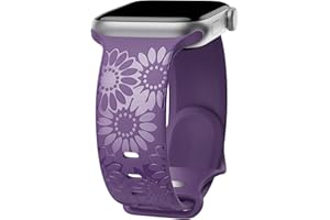 ABOVEACC Sonnenblume Gravierte Armband Kompatibel mit Apple Watch Armband 38mm 40mm 41mm 42mm 44mm 45mm 49mm Damen, Weich Silikon Sport Ersatzarmband für iWatch Serie Ultra 9 8 7 SE 6 5 4 3 2 1