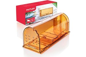 PATTLER® Piège à Souris vivantes Extra Grand | Piège Fouine Capture des Rats avec des Trous d'air | Installation Facile dans la Maison, Le Garage ou Le Jardin - Orange 1 Pièce