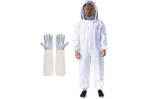ERMWALR Imker-Schutzanzug mit Handschuhen, kompletter Imker-Schutzanzug, Imkerausrüstung mit Schutzmaske und Kapuze, weißer Imkeranzug für Damen und Herren (XXL)