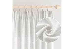 EMEMA Tende Lino Trasparente con Fettuccia Tenda a Traslucido Tenda per Interni Tende Moderne a Vela per Porte Balcone Adatte per Soggiorno Camera da Letto 2 Pannelli 140x280 cm Bianco