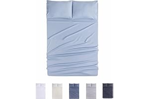 Todocama Juego de Sábanas de 4 Piezas - 4002 - Sábana Bajera Ajustable - Encimera - Dos Fundas de Almohada de 50x80cm (Cama 90x190/200 cm, Azul Claro)