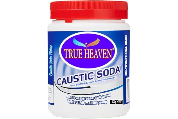 TRUE HEAVEN Caustic Soda For Drain Cleaning, Chimney cleaning, Soap Making & Iron cleaning Fast-Acting Drain Cleaner Powder Drainage Block Remover Sink & Drainage Cleaner 900 Grams