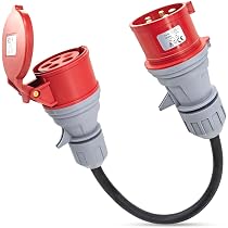 Adaptateur CEE 16A Vers 32A IP44 - Triphasé 5 Broches, Portable Pour Usage Industriel Et Domestique