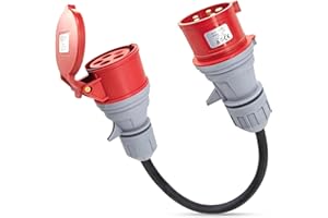 ‎AOJO AOJO 16A Kupplung auf 32A Stecker CEE Adapter 5 Polig für Elektrofahrzeuge, EV Ladegerät (P34542)