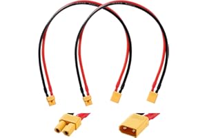 YIXISI 2 Pezzi XT30 Cavo di Prolunga, XT30 Maschio a XT30 Femmina con Cavo in Silicone 30cm 14AWG, XT-30 Cavo di Prolunga Adattatore, per RC Lipo Batteria FPV Drone