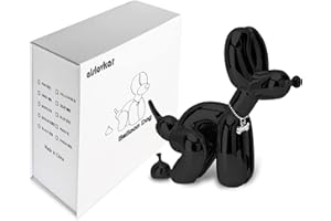 alslovkar Statua a forma di cane con palloncino, decorazione per la casa, moderna scrivania e ufficio, decorazione per la casa, accessori per il soggiorno (Dipinto-Nero,22x22x10cm)