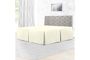 Rohi Base Valance Sheet Super King Size Bed Skirt - Pleated Styling - 16" DEEP BASE VALANCE, 100% Combed Polycotton Long Staple Fibre – (Fit Over Base, Super King Bed, Cream)