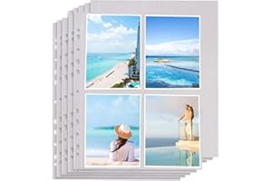 ‎VEUWOLM 100 Stück Fotohüllen DIN A4,Transparent Postkartenhüllen, 4 Fach Geteilt Fotosichthüllen,Kleine Klarsichtfolien, Karten & Fotohüllen für Familien, Hochzeits (10.8 x 15.2 cm)