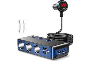 CHGeek Cigarette Lighter USB Charger, Cigarette Lighter Adapter 120W Car Cigarette Lighter Usb Socket Multi 24V/12V Splitter Dark Blue