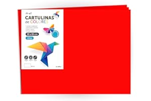 Cartulina de Colores, Cartulina Grande 50x65 cm de Colores Claros e Intensos, Cartulinas de Colores 180gr para Manualidades, Diseños Creativos y Proyectos de Arte · m-office (x10 hojas, rojo)