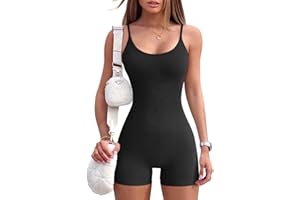 Hanaoops Mono Deportivo Mujer Sexy Corto sin Manga Jumpsuit Mono Corto Elegante Sin Mangas Casual Yoga Ejercicio Acanalados