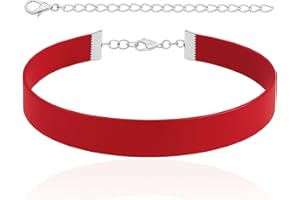 STACKABLE CREATIONS Classic Black Leather Choker Necklace for Women Girls, 90s Ribbon Neck Collar