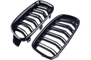 RASHION Nieren Kühlergrill Kompatibel mit BMW 3er F30 F31 2012–2018 Nieren Doppelsteg Sport Kühlergrill Glanz Schwarz