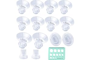 BOXOB 10szt Wkladki Kolnierzowe, Wkladka Kolnierzowa z Zaworem Typu Kaczy Dziób i Membrana Akcesoria do Laktatora Kompatybilne z Spectra/TSRETE/Momcozy S9/S12/S9Pro/S12Pro (13/15/17/19/21mm)