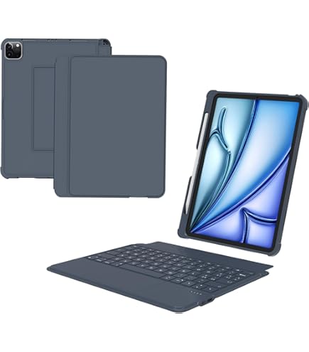 Clavier AZERTY Pliable Coque Clavier WINCHKING Pour IPad Air 13 M3 2025 / M2 2024 - Trackpad Multi-touch, Clavier AZERTY Amovible - Protection Complète Clavier Trackpad Ipad Air 13 Pouces