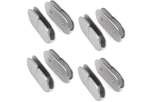 NUZAMAS - Juego de 8 abrazaderas de cristal de acero inoxidable 304 de 180 grados, soportes de cristal a vidrio, soporte de estante de cristal, se adapta a paneles de cristal de 8 a 12mm de grosor