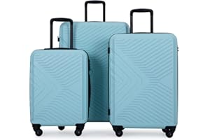 Travelhouse Bali Stabiler Koffer-Set 3tlg. Trolley Koffer Reisekoffer Grün ABS Hartschalen Kofferset Trolley 4 Rollen TSA Kombinationsschloss
