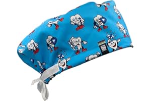 WEARK Cuffie/Berretto Chirurgiche Donna e Uomo Infirmieri Dentisti Medici Ospedale Pediatrica Sala Operatoria per Capelli Lunghi con Bottoni Laterali e Fascia Tergisudore (Denti)