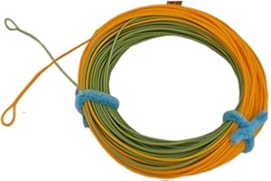 Aventik Línea de pesca con mosca, línea flotante para mosca con identificación de línea de bucle expuesto (verde musgo + dorado, 4F)