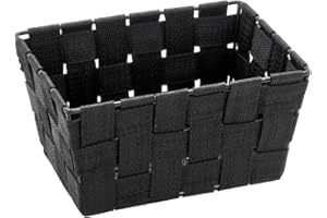 ‎WENKO WENKO Aufbewahrungskorb Adria Mini Schwarz - Badkorb, rechteckig, Kunststoff-Geflecht, Polypropylen, 19 x 9 x 14 cm, Schwarz Mini Long