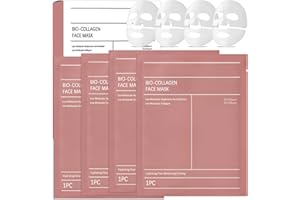 NATURAS BOUQUTIS Maschera Collagene Viso, Bio Collagen Real Deep Mask 4 Pezzi Skincare Coreana, Maschere per il Viso, Maschera al Collagene Viso Coreana, Idratante, Minimizzante dei Pori, Antietà e Ringiovanente