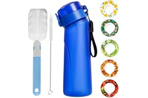 Luthasolic Air Gourde Up Bouteille 750 ML, Air Bouteille D'eau Parfumée Avec 5 Sul Saveur Gout Pods Gourde Pods Saveur Bouteille Avec Brosse, Sans Bpa Avec Paille 0 Sucres Et Tasse D'eau (Blue)