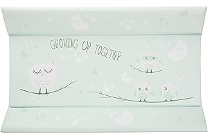 PLASTIMYR Cambiador de Bebe 80x50 cm con Bordes Acolchados - Colchón Cambiador Bebe Rígido Impermeable Fácil de Limpiar - Cambiadores para Comoda de la Habitacion del Bebé (Rígido, Buho Menta)