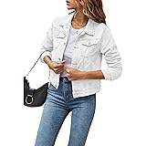 Geagodelia Giacca di Denim da Donna Casual Giacca Corta Jeans Elegante con Tasche Jacket Moda Cappotto per Primavera Autunno 