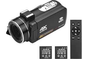 Camnoon Cámara de Video Digital 4K Videocámara WiFi Grabadora DV 56MP 18X Zoom Digital Pantalla táctil IPS de 3.0 Pulgadas Admite detección de rostros Visión Nocturna por Infrarrojos Antivibración
